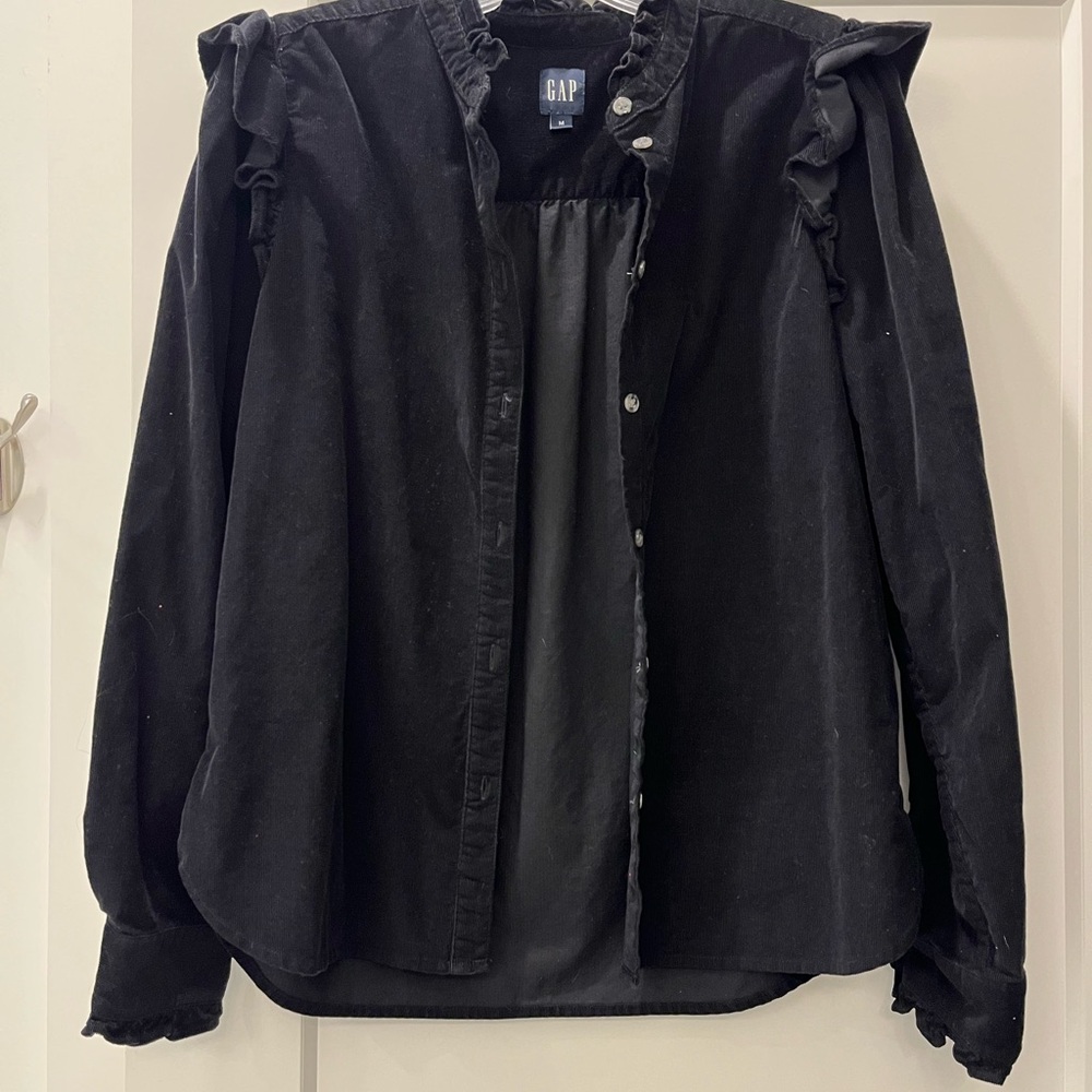 GAP Black Ruffled Blouse